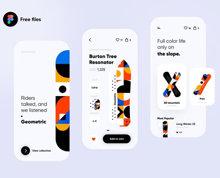 figma geometric mobile app ui