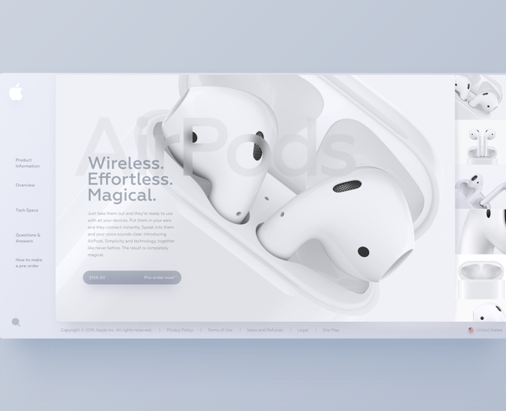 Airpods landing page template Figma