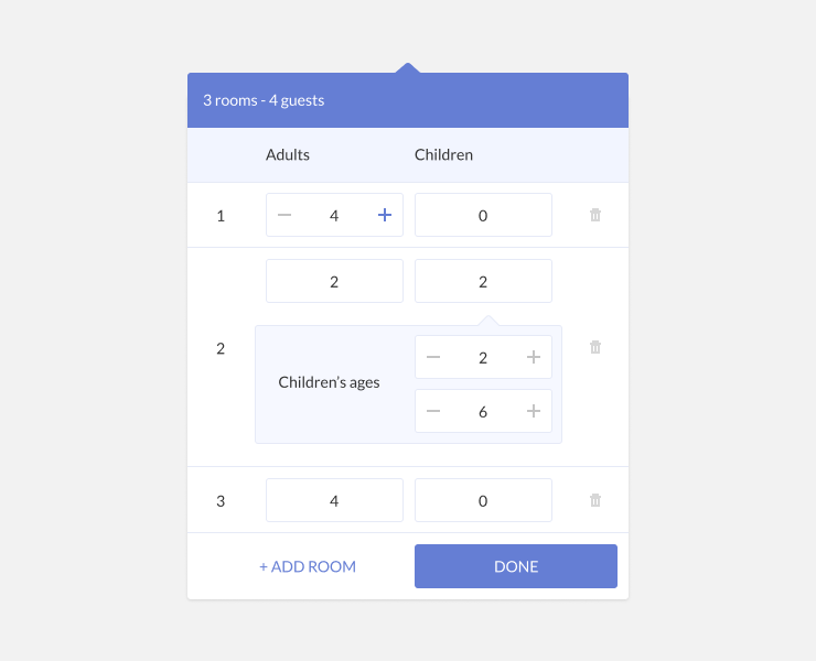 hotel booking guest widget Figma