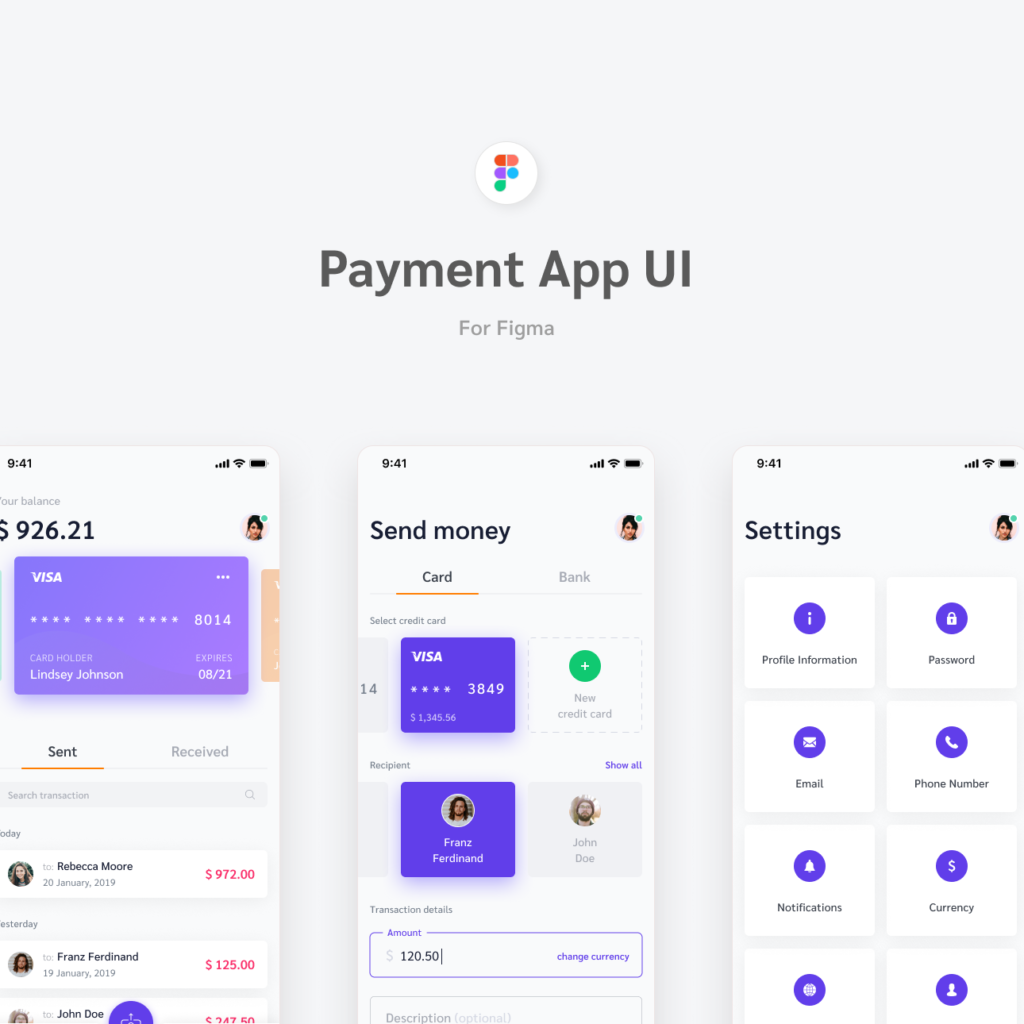 Figma payment app UI