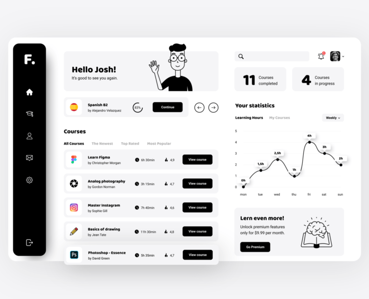 figma black white monochrome e-learning