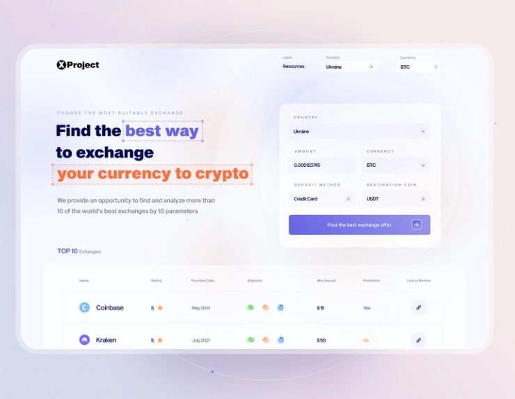 Figma Crypto Exchange Aggregator Website